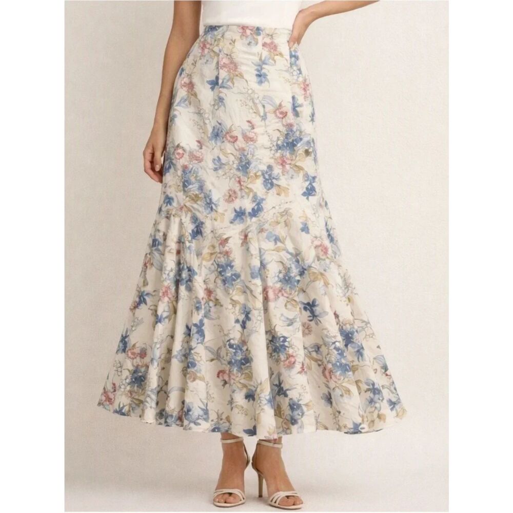 NWT Tuckernuck Cosmos Floral Mallory Maxi Skirt Snowberry Floral XS